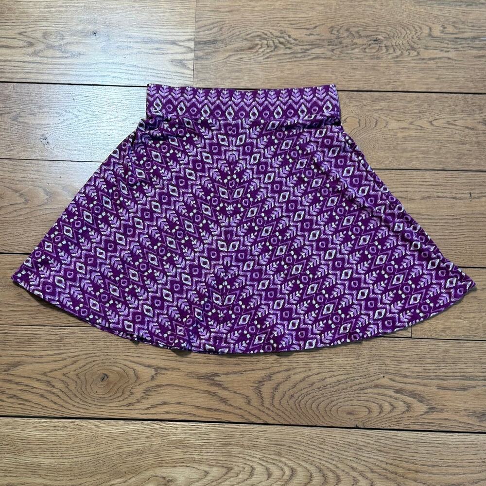 Ann Taylor Loft Petites Ikat Tribal Print Skirt Small Jersey Knit Magenta Boho